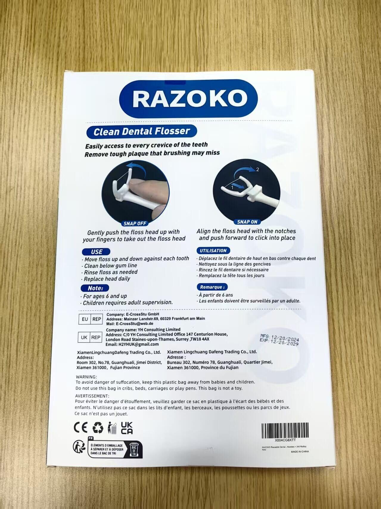 Zestaw do czyszczenia nici dentystycznej (2 uchwyty i 180 wkładów)