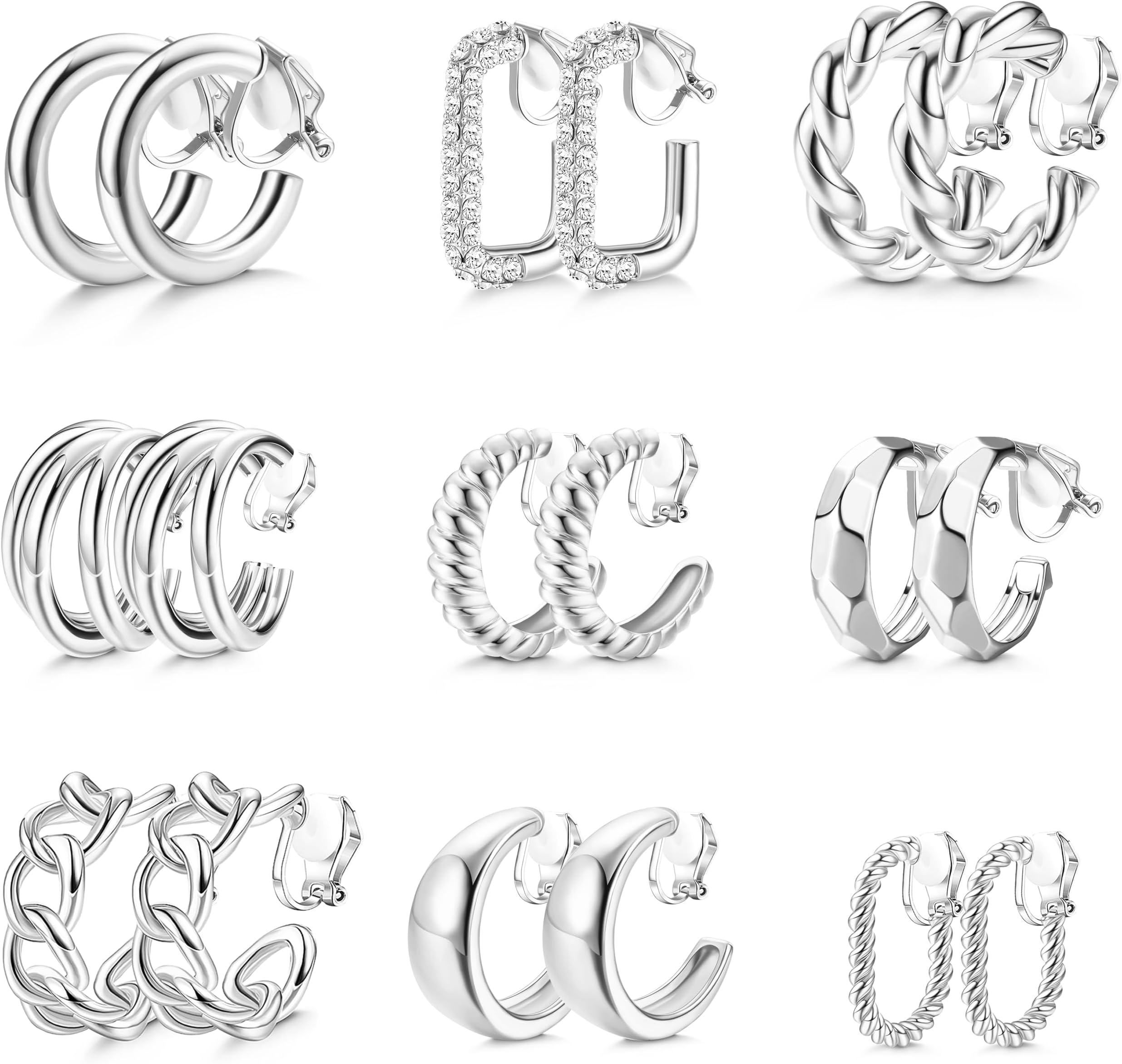 THUNARAZ Gold Clip on Earrings 14K Gold Plated Chunky Hoop Clip Earrings Trendy Clip on Hoop Earrings for Women Non-Pierced Fake Jewelry