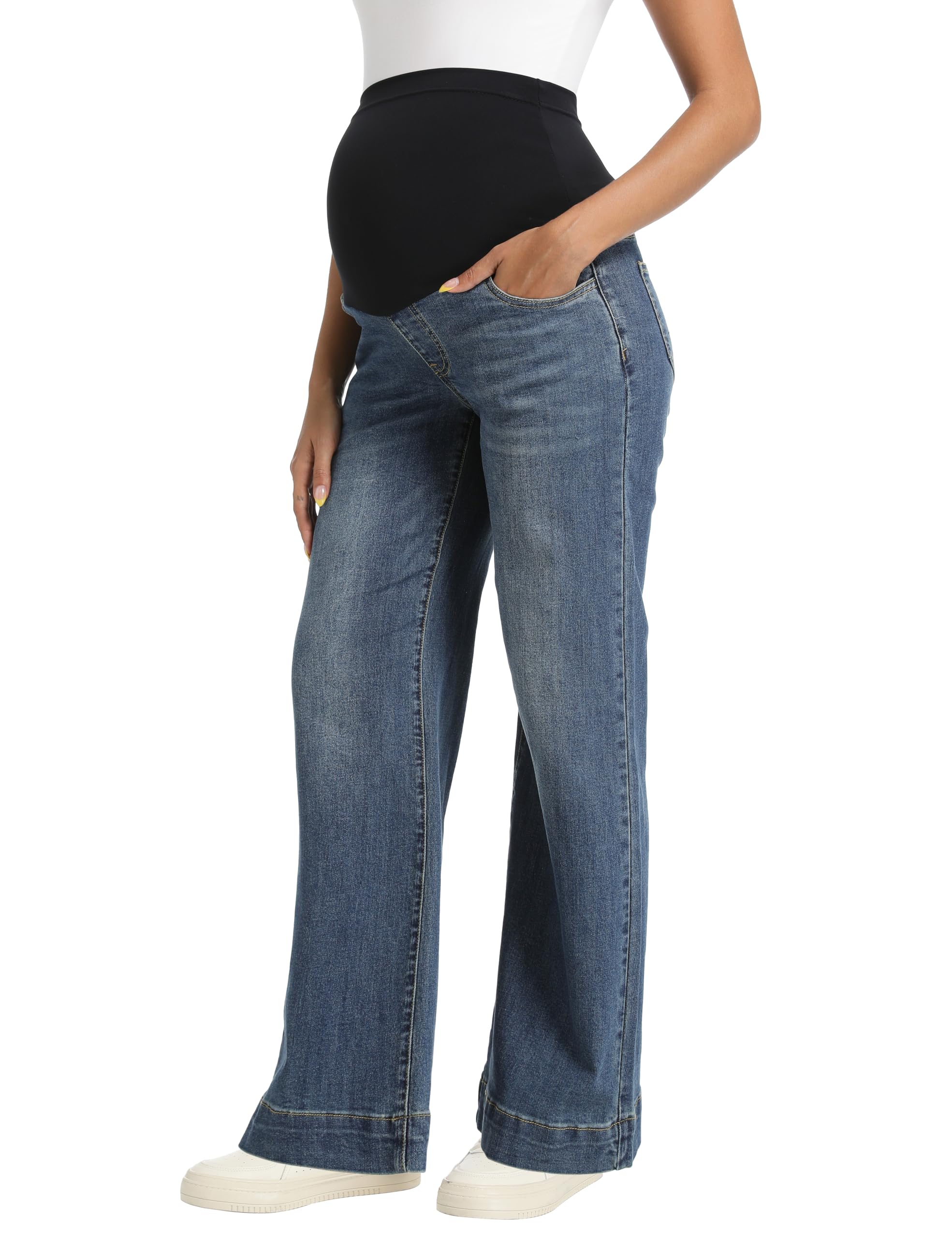 Foucome Wide Leg Maternity Jeans