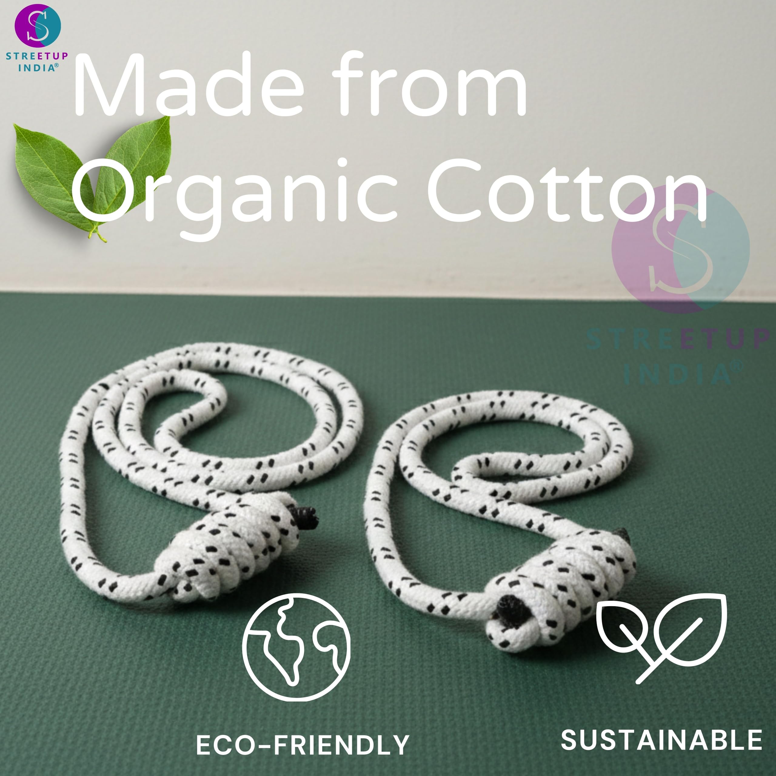Streetup India® Cotton Wall Ropes Set of 4 for Iyengar/Restorative Yoga| Anti-Gravity White (With Fastner) 1