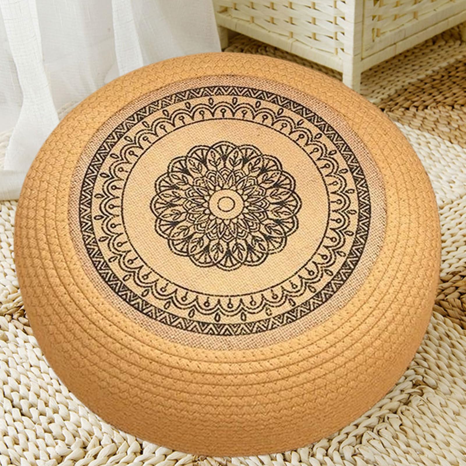 Cuscino da meditazione da pavimento | Cuscino per seduta da terra - Cuscino sgabello Tatami intrecciato a mano, comodo tappetino per la casa yoga meditazione relax