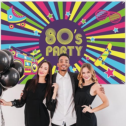 Miniatura 5 de Cartel de fiesta de los años 80, telón de fondo, retroceso de los años 80, I Love 80s, retro, de los 80, decoración temática de los años 80,