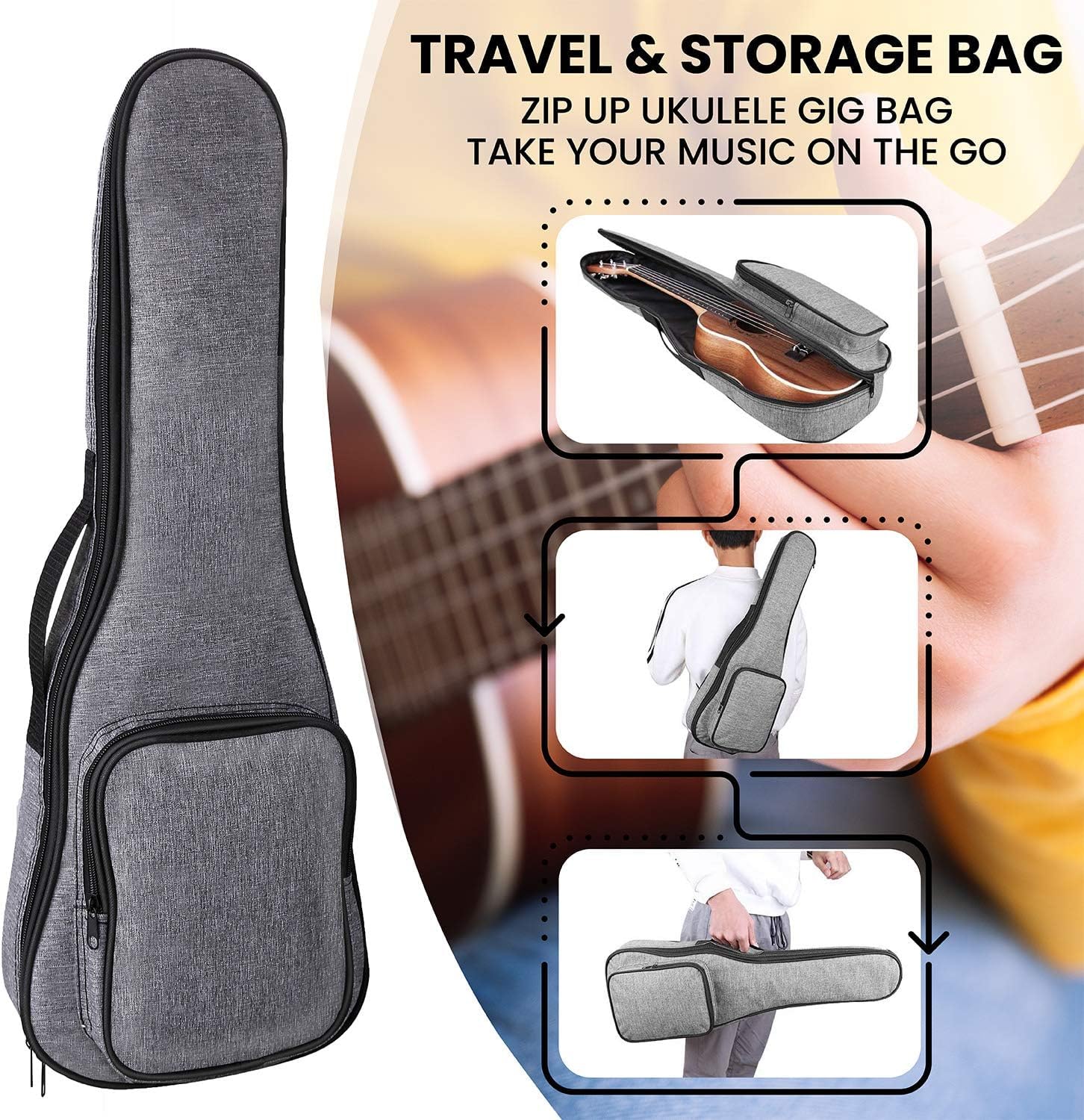 Ranch Soprano Ukulele 21 inch Professional Wooden ukelele Instrument with 12 Online Lessons Small Hawaiian ukele Guitar ukalalee Starter Pack Bundle Gig bag, Rechargeable Tuner
