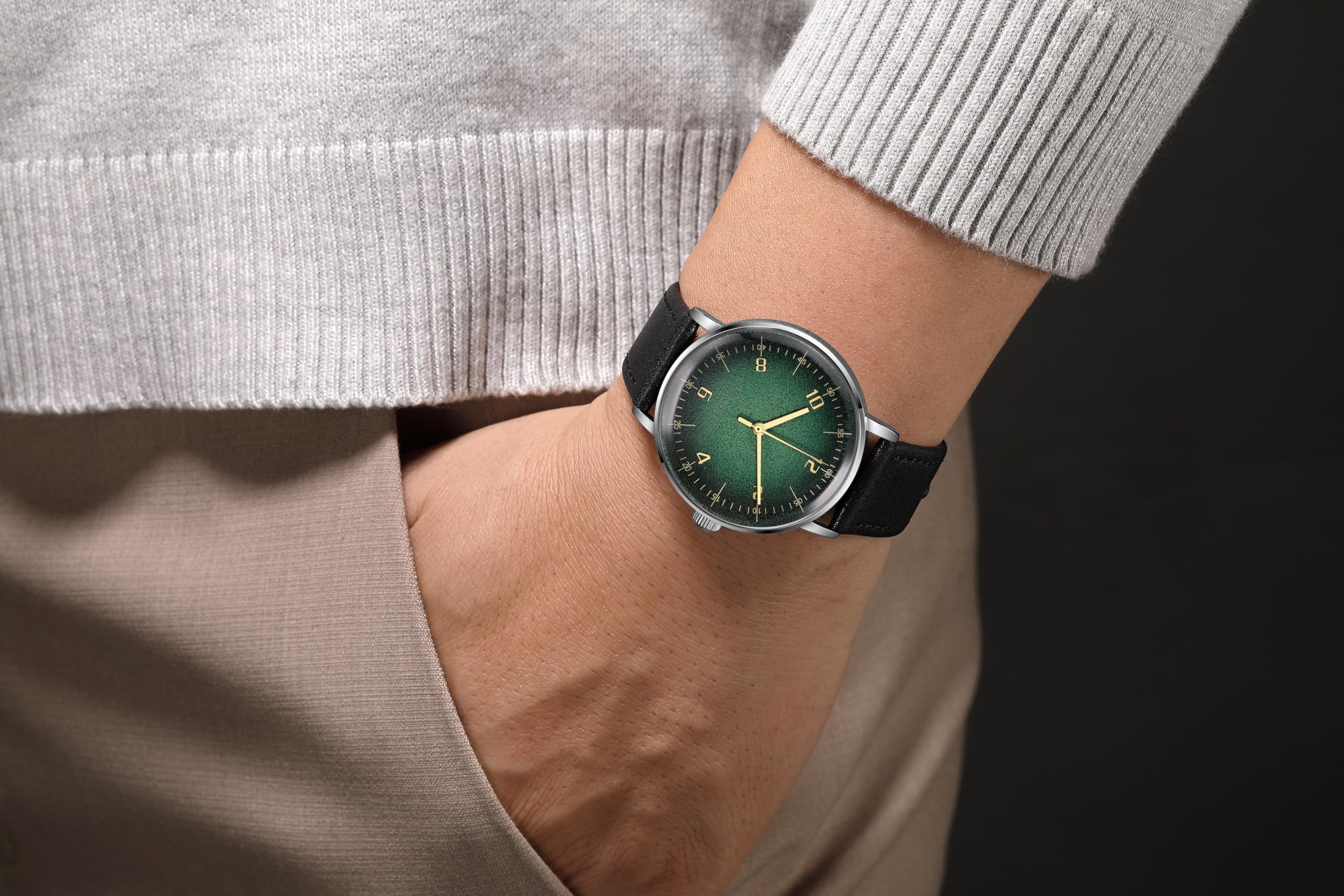 Boyarca Mechaniczny zegarek w stylu vintage z wypukłym szklanym lustrem do zegarka i obudową 40 mm, swobodny i minimalistyczny ręcznie nakręcany mechaniczny zegarek na rękę dla mężczyzn i kobiet