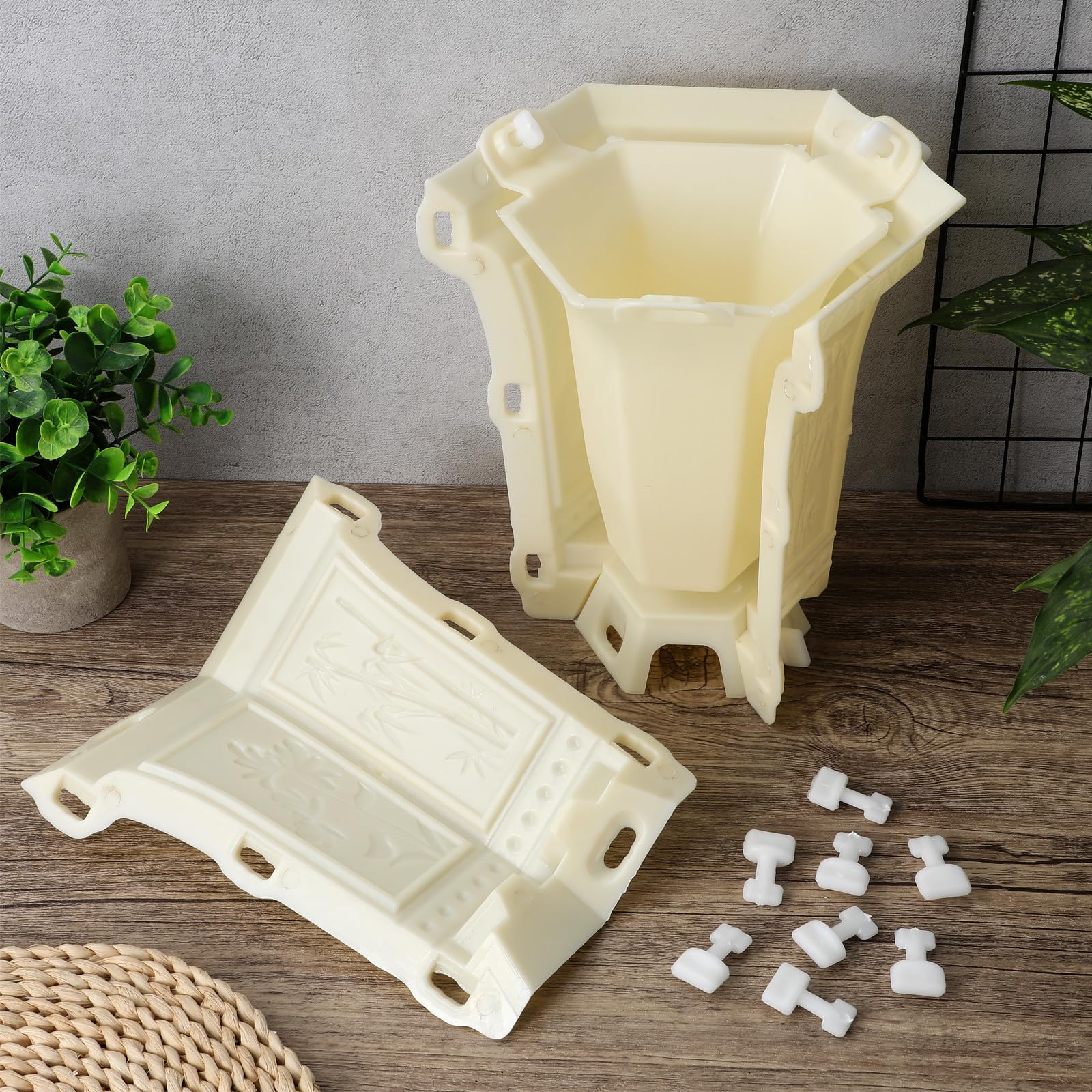Abaodam Stampo Esagonale in Plastica Bianca per Vaso da Fiori Fai da Te
