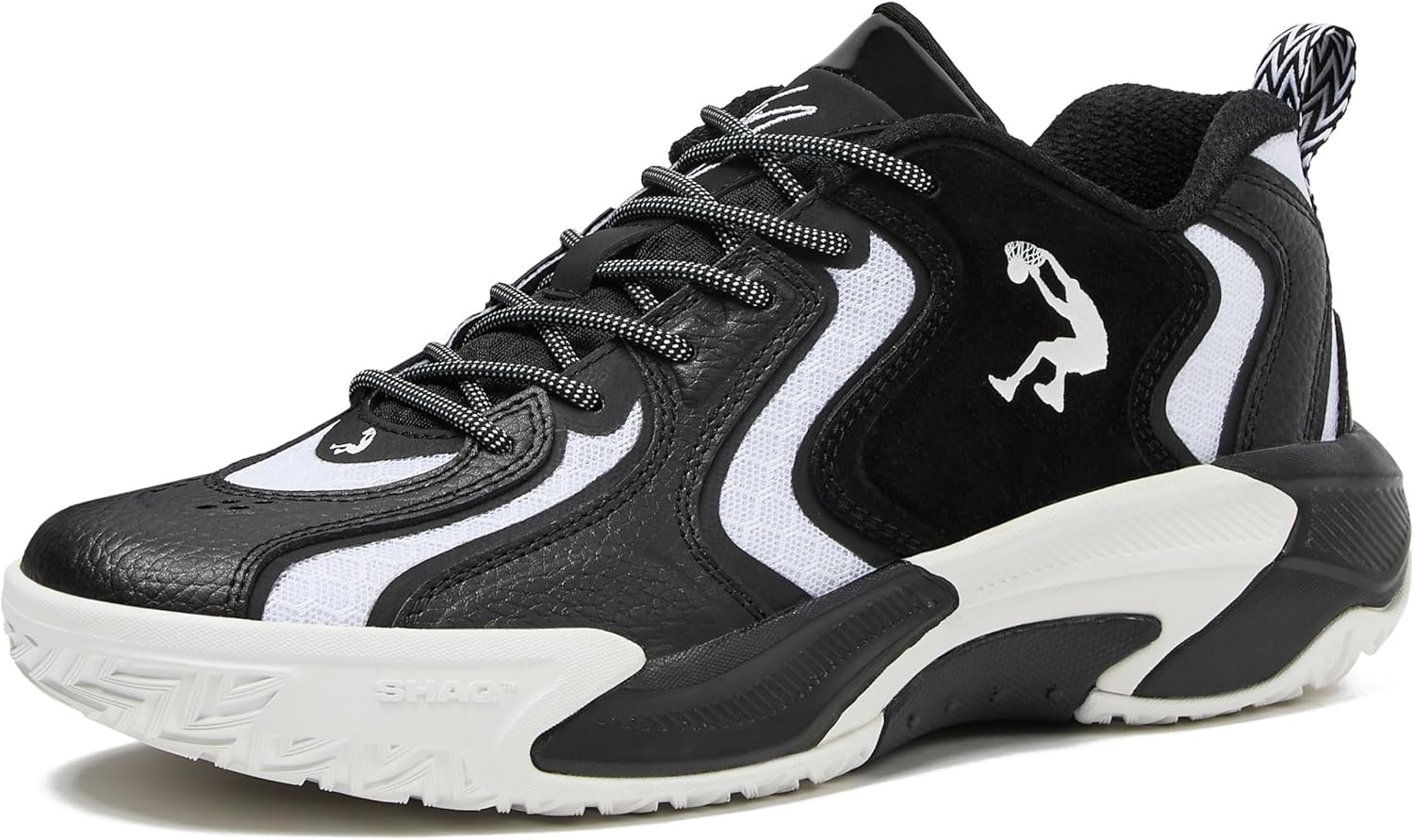 SHAQ Dunkman Basketball Shoes for Men, Indoor or Outdoor Court Basketball Mens Sneakers, Black or White Size 8 to 13