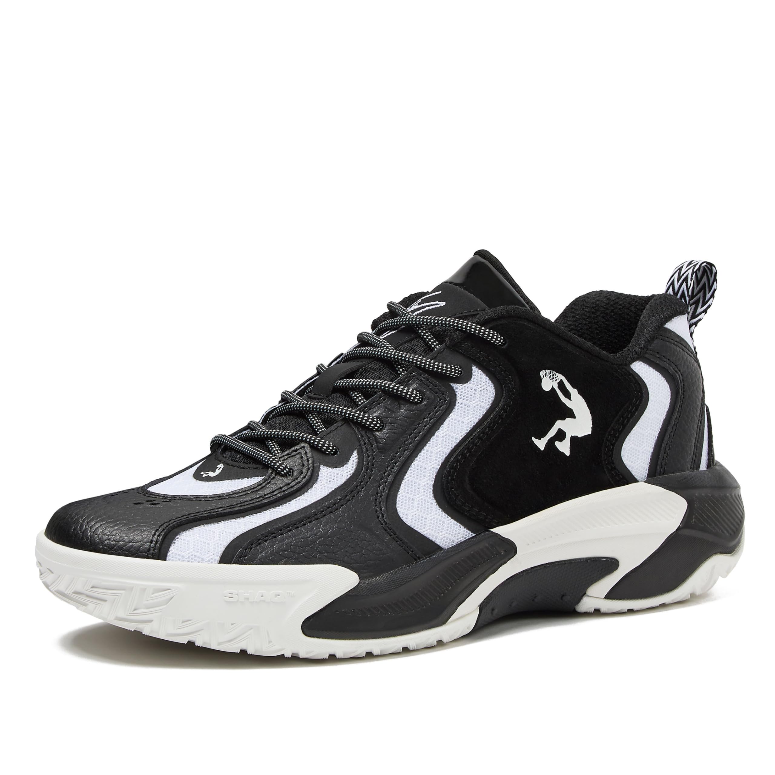 SHAQ Dunkman Basketball Shoes for Men, Indoor or Outdoor Court Basketball Mens Sneakers, Black or White Size 8 to 13