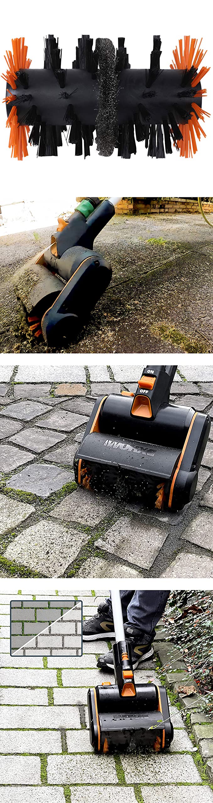 WORX WA0293 szczotka do fug z twardego drutu strumieniowego do akumulatorowego czyszczenia powierzchni WG441E, nadaje się do czyszczenia fug i chwastów, oryginalna część zamienna, łatwy montaż bez