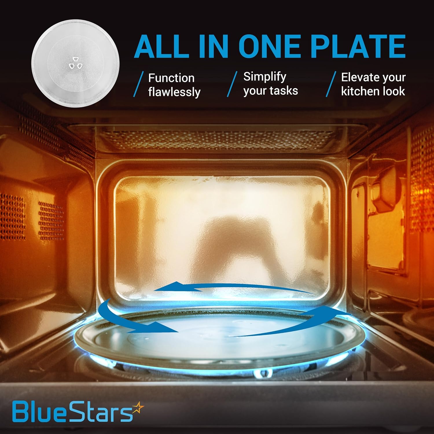 BlueStars Microwave Glass Plate 12.75"/32.5cm - Compatible with GE LG Kenmore Sears Microwave Glass Tray - Replace WB49X10129 1B71961F WB49X10067 507049 WB49X10074 3390W1A027A Turntable Plate