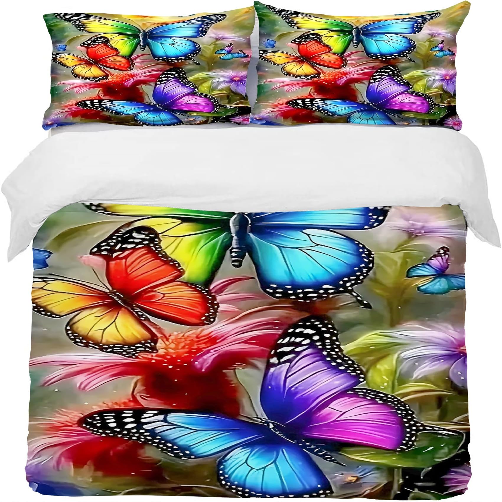 Kwiatowe zestawy poszewek na kołdrę 155 x 220 kolorowy motyl jesienna pościel poszewka na kołdrę z mikrofibry 155 x 220 cm luksusowy zestaw pościeli z nadrukiem 3D poszewka na kołdrę z 2 poszewkami na