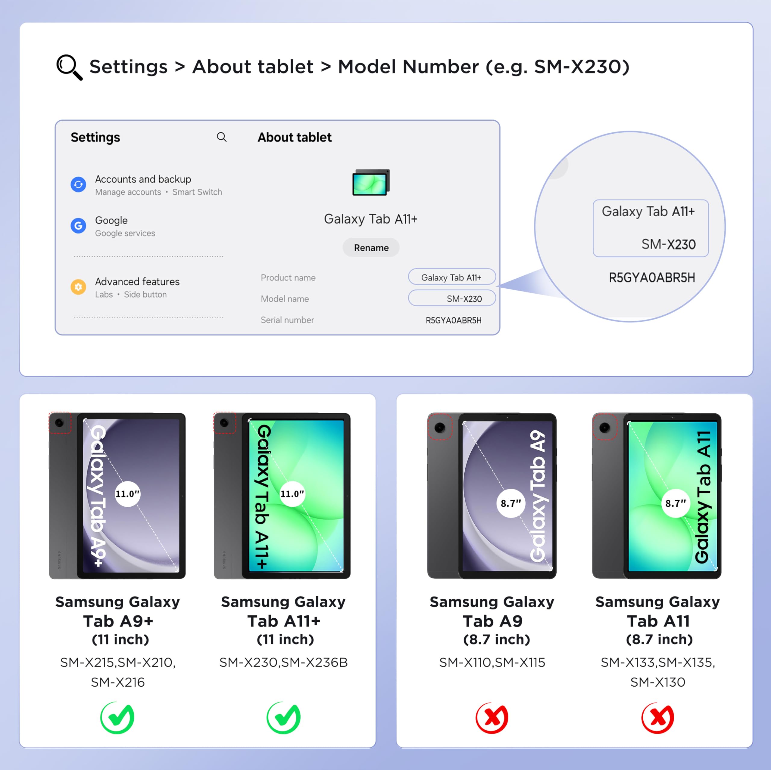 EasyAcc Custodia Cover Compatibile con Samsung Galaxy Tab A11+ Plus/ A9+ 11 Pollici 2025 SM-X236B/SM-X230 Tablet, Nero
