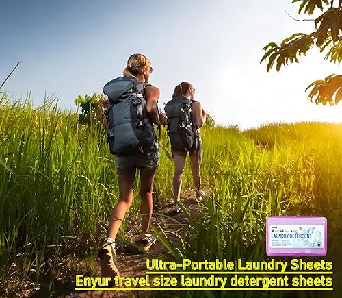 ENYUR Hojas de detergente para ropa de viaje aroma fresco fácil de usar más conveniente que líquidos polvos cápsulas y pacs borh para lavadora y