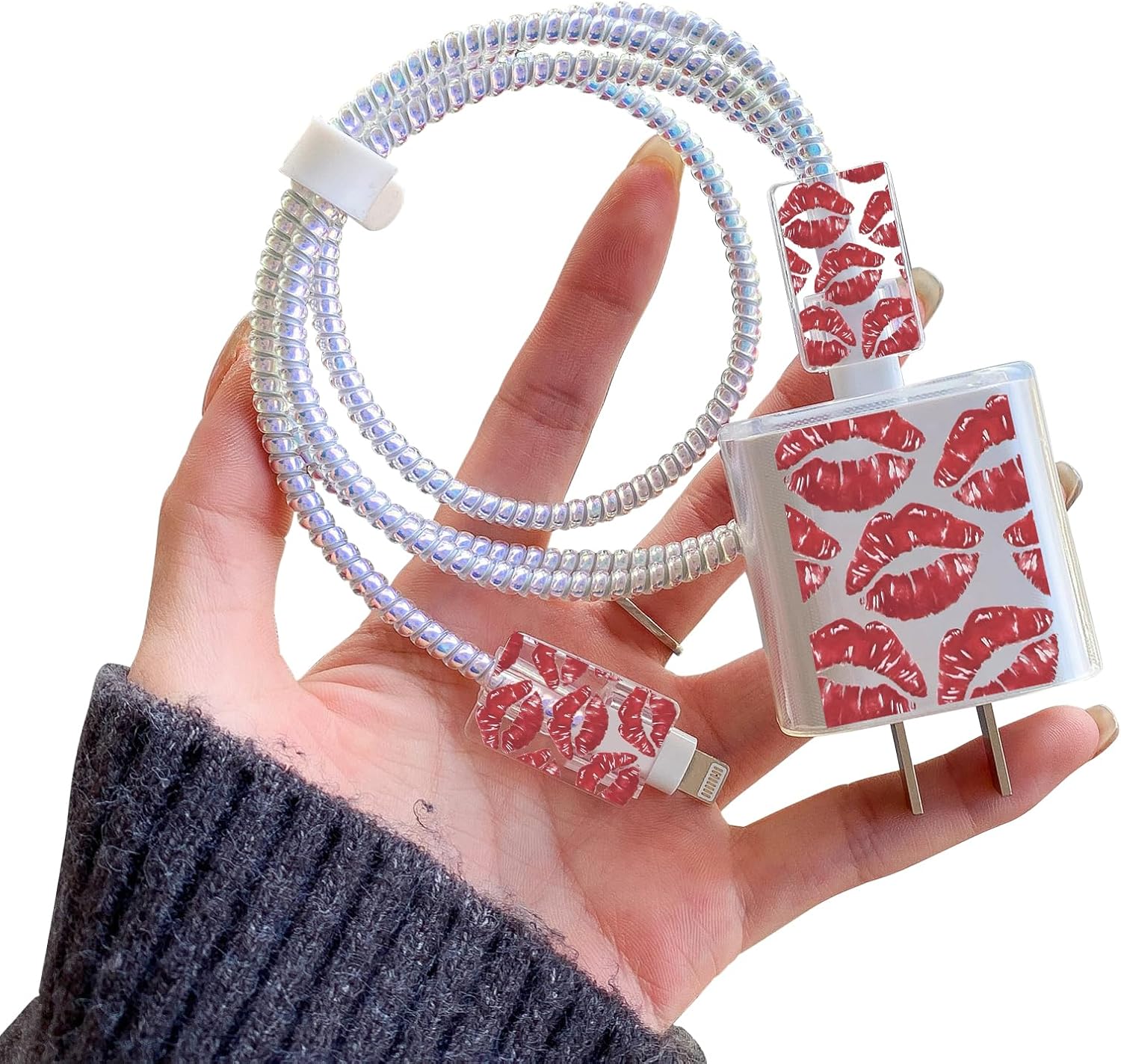 Bonito protector de cable compatible con iPhone con patrón