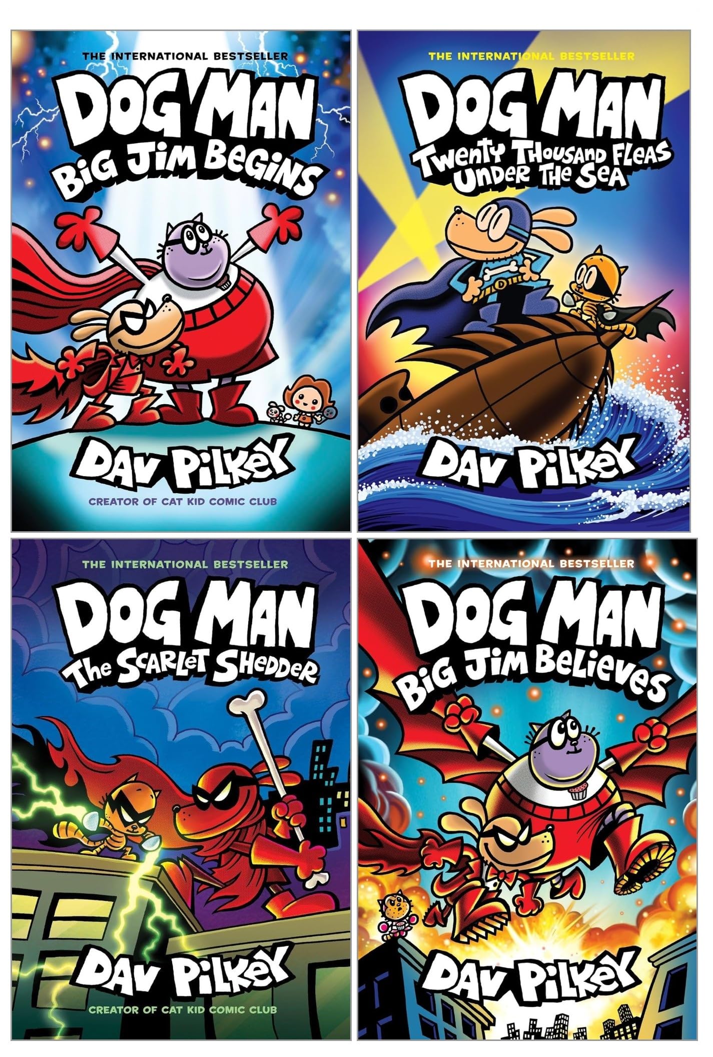 Dog Man Series 11-14 Collection 4 Books Set By Dav Pilkey (Twenty