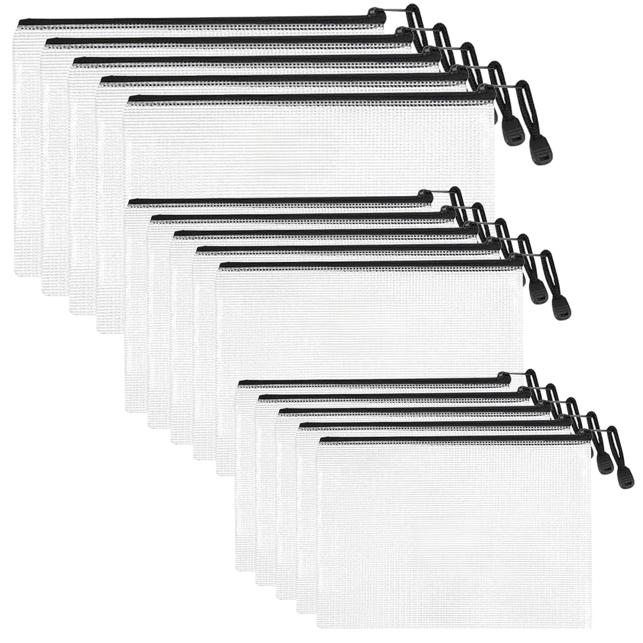 15 Pieces A4 A5 A6 Mixed Sizes Clear Zip Lock Plastic Wallets