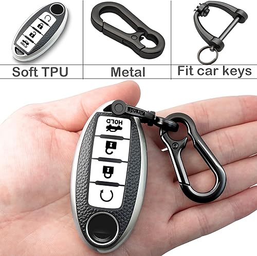 Miniatura 6 de Kirsnda Funda texturizada para llavero con llavero, funda de TPU suave, 4 botones compatible con llave remota Altima Maxima, Murano, Rogue, Sentra