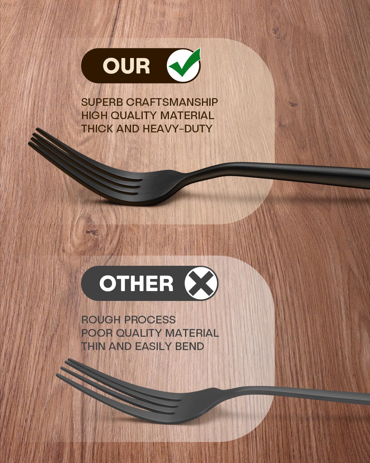 Stapava 20-Piece Matte Black Silverware Set, Stainless Steel Flatware Set for 4, Satin Finish Cutlery Include Forks Spoons and Knives Set for Home Restaurant, Dishwasher Safe Utensils Set