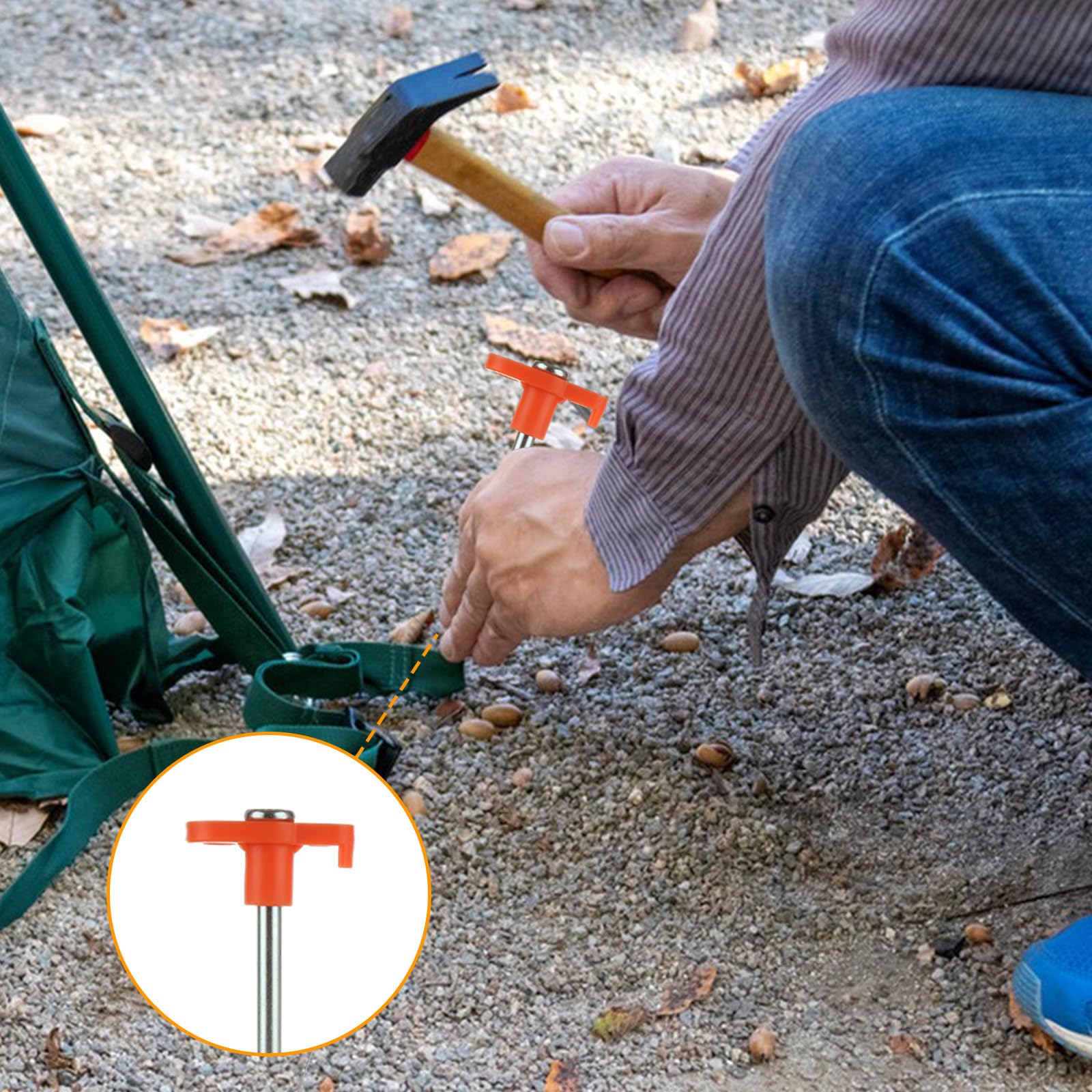 Lot de 40 piquets de tente en métal robuste de 25 cm - Piquets de tente en métal antirouille - Piquets d'auvent en acier galvanisé pour auvent extérieur, camping - Orange