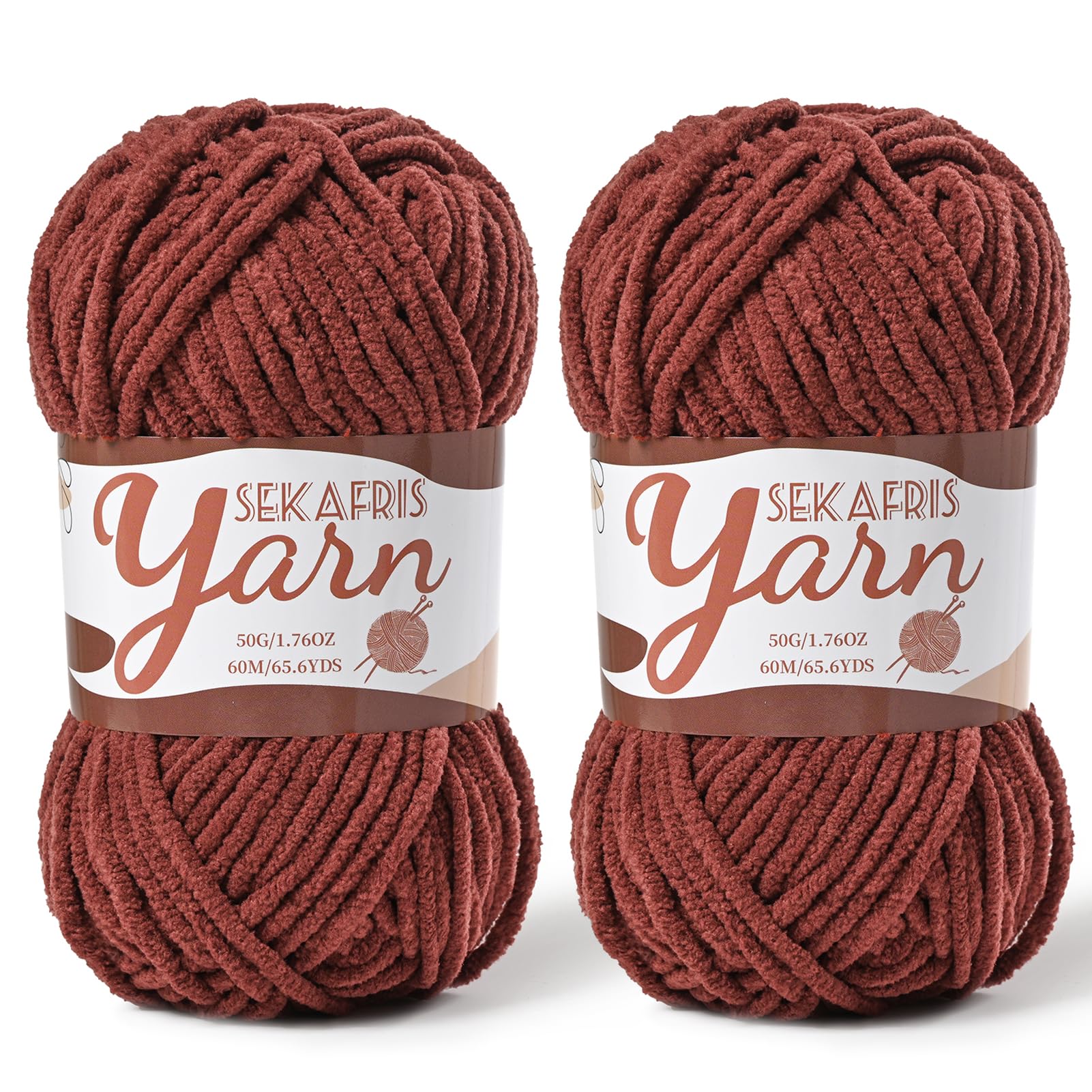 Chenille Yarn for Crocheting Crochet Coffee Yarn 2 Pack
