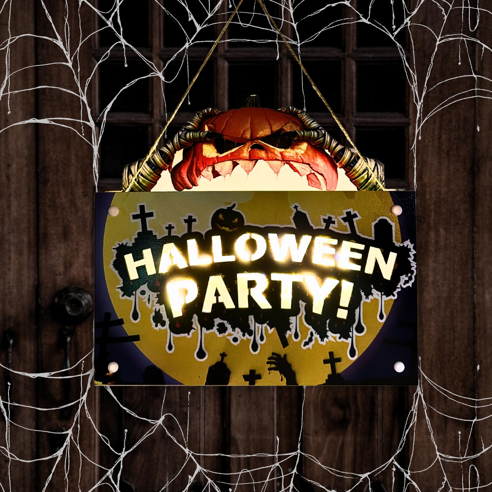 Halloween Hanging Sign Light up Halloween Decorations Indoor Outdoor
