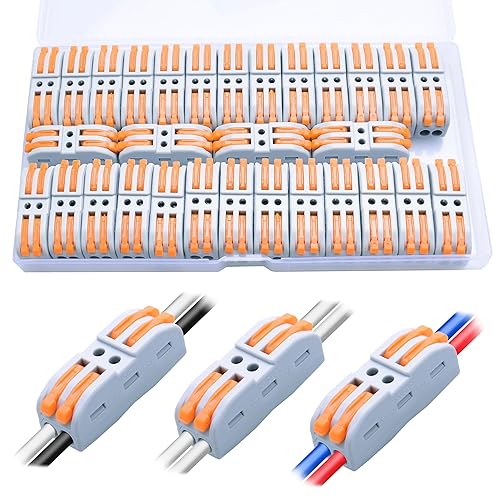 Miniatura 8 de Conectores de cable de palanca, paquete surtido de 75 conectores de cable, kit de conectores de empalme compacto para cables eléctricos, cables
