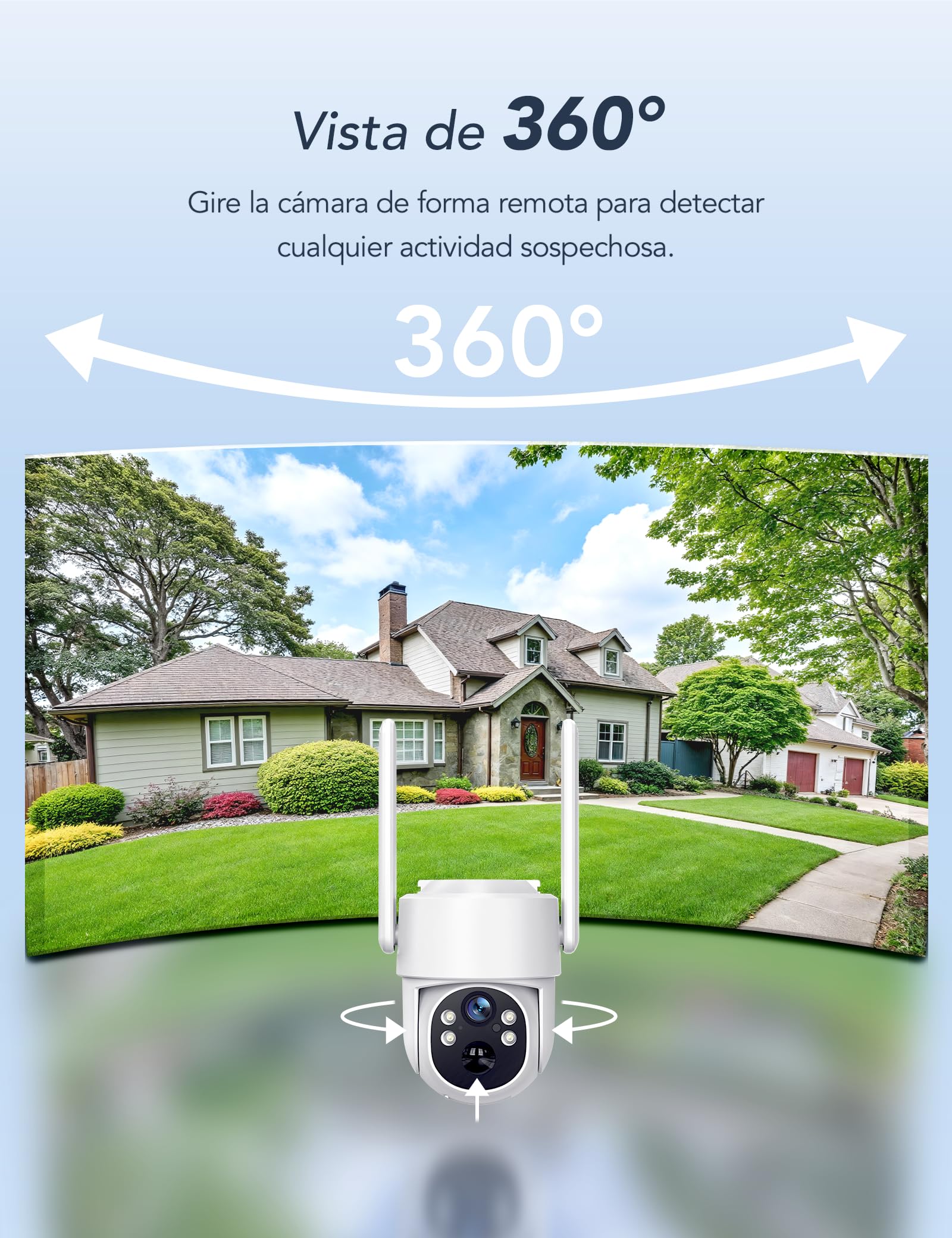 GNCC 4G LTE - Cámara de vigilancia solar para exteriores con tarjeta VSIM, cámara de vigilancia de 3 MP, sin batería WiFi para exteriores, giratorio 355°/90°, visión nocturna por infrarrojos, 2 vías