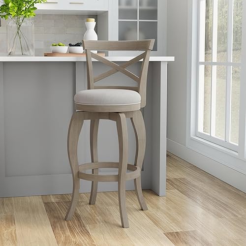 Miniatura 2 de Hillsdale Saddlebrook Taburete giratorio de madera, color gris envejecido