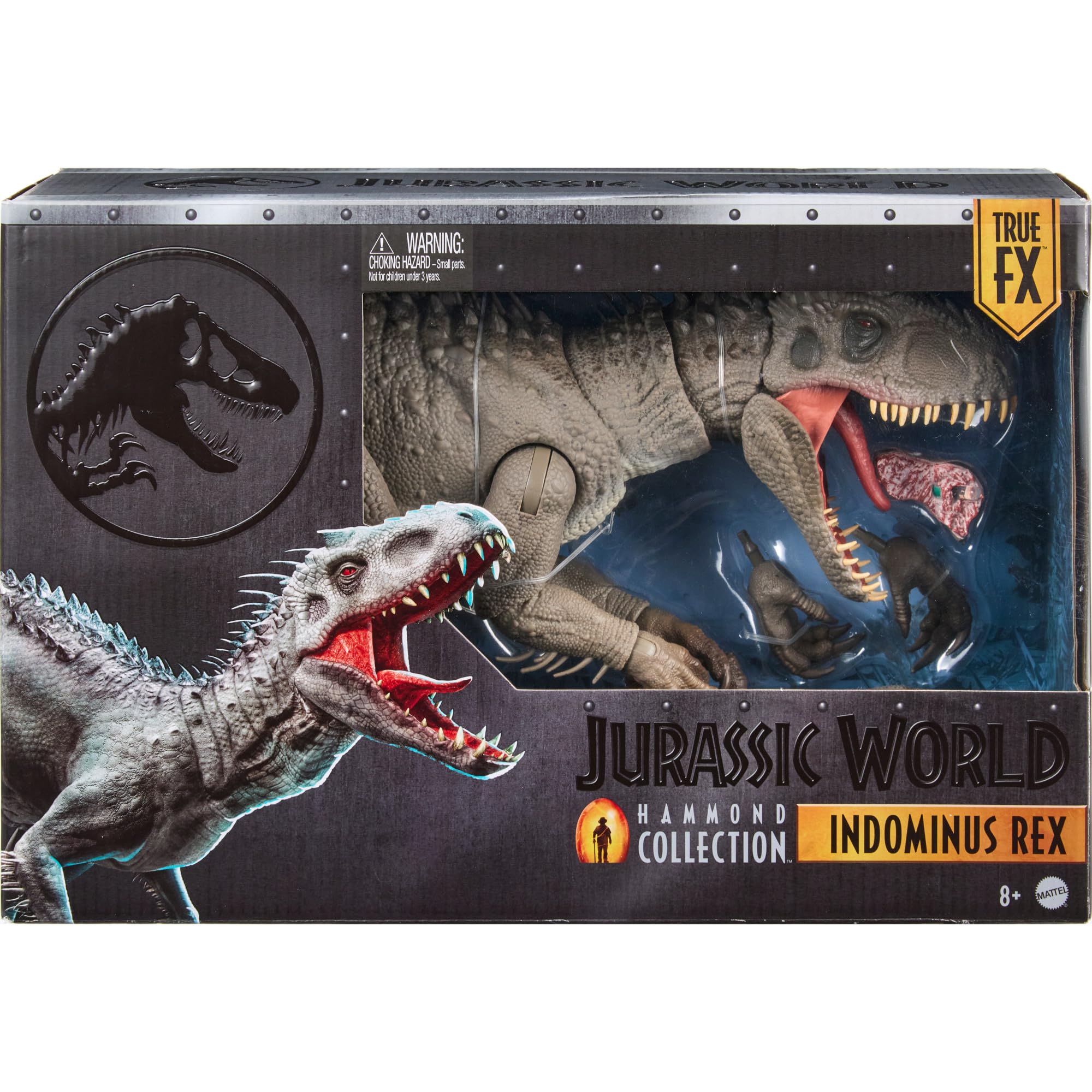 Mattel Jurassic World Hammond Collection - Indominus Rex, dinosauro articolato di 66 cm ispirato al film, con artigli intercambiabili inclusi e impianto di localizzazione, 8+ anni, JKG98