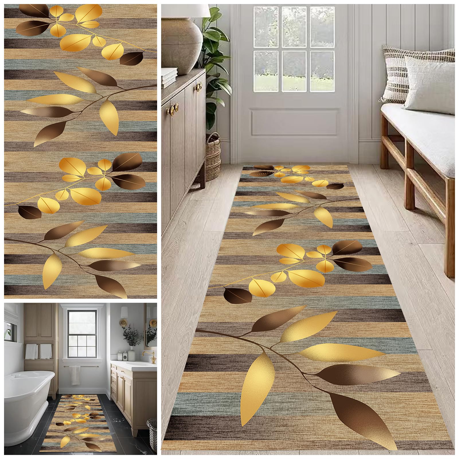 Carpet Runner for Hallway Non Slip Long 50 x 200 cm Washable Kitchen Runner Rugs for Hallway Non-Slip Long Entryway Runner Rug Laundry Bedroom Room Rug Runner Long Hallway Hall Runner Narrow Rugs