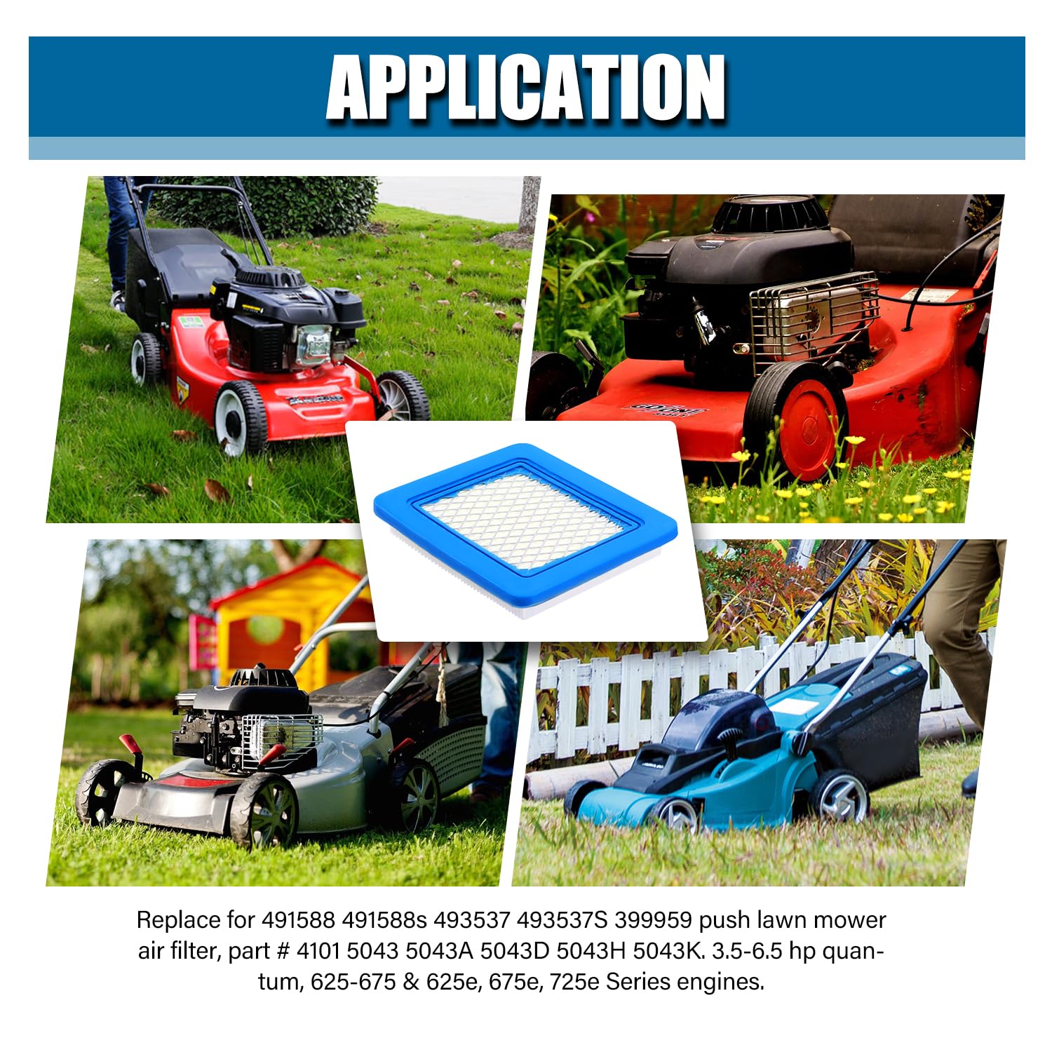 VooGenzek 4 Sztuk Filtr powietrza do Kosiarki, Wkład Filtra Powietrza 491588S, Kompatybilny z Briggs and Stratton 491588 491588S 4915885 399959 PT15853