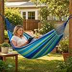 Canvas Hammock 500 lbs Single Camping Hammock Upgraded Thickened Durable Canvas Fabric Super Light and Easy to Carry for Outdoor Indoor Camping Beach and Tree Hanging (Rainbow Colours)