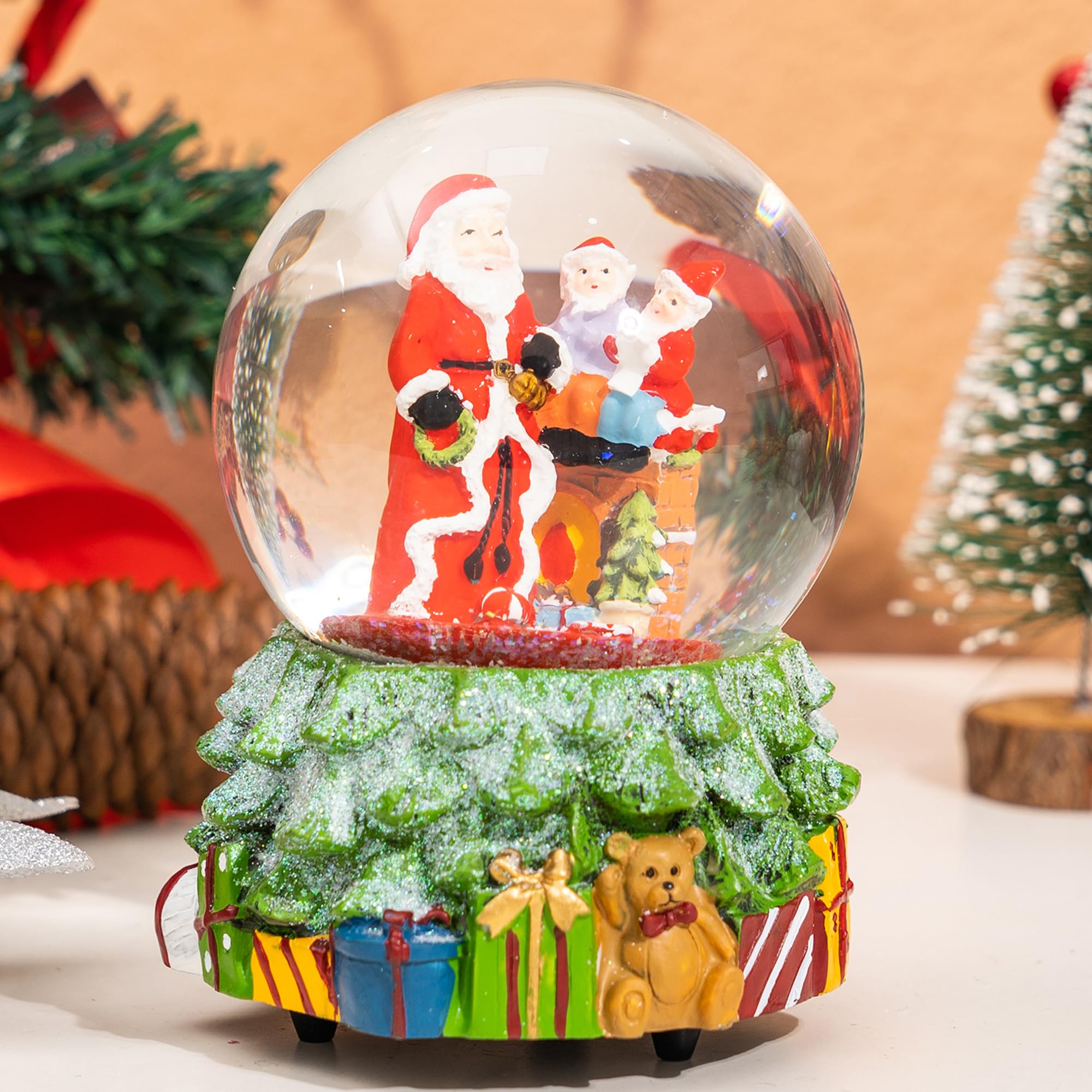 Boule à Neige Musicale LED - Père Noël Et Bonhommes De Neige - Décoration Et Cadeau De Noël