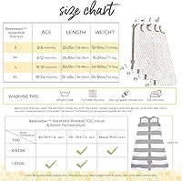 Vista 2 de Burt's Bees Baby unisex-baby Beekeeper Wearable Blanket, 100% Organic Cotton, Swaddle Bag Rugby Stripe Heather Grey