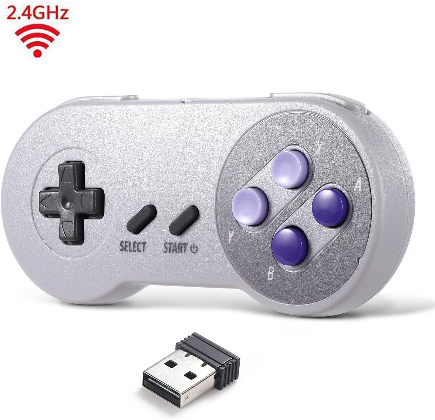 2.4 GHz Wireless USB Controller Compatible with Super NES Games, iNNEXT SNES Retro USB PC Super Classic Controller Joypad Joystick for Windows PC MAC Linux Genesis Higan