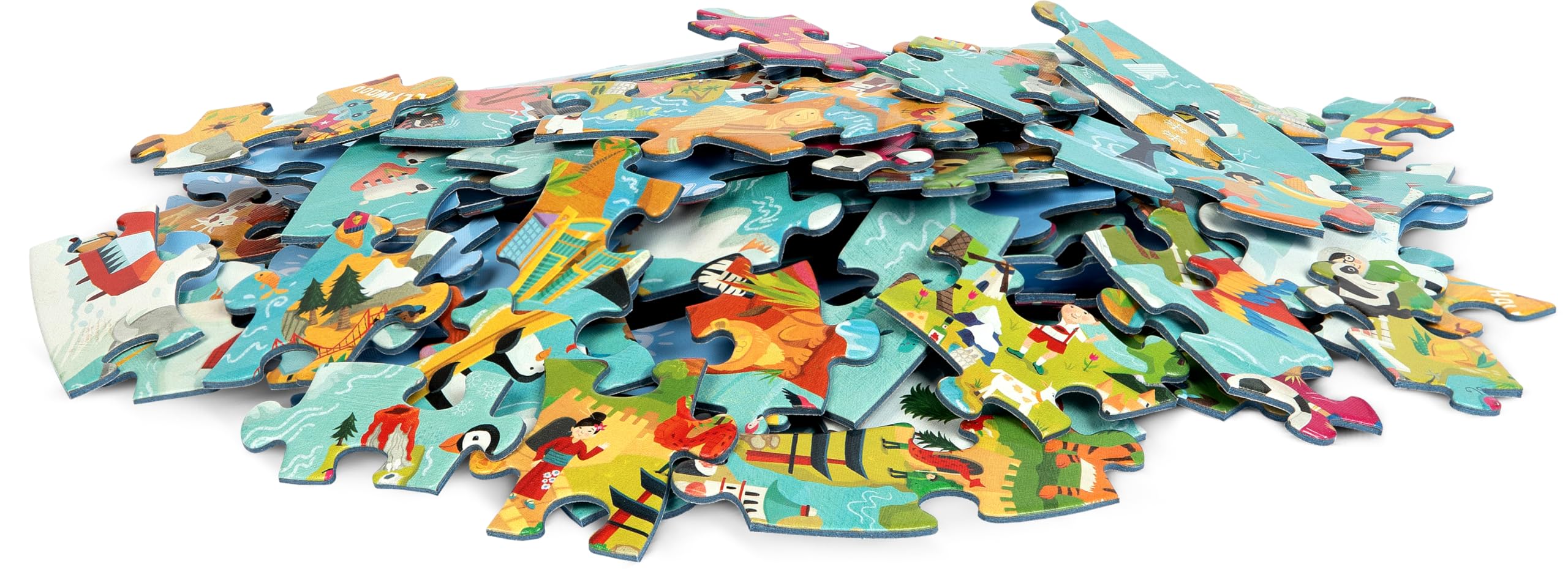 boppi puzle para niños Circular del mapamundi Hecho de cartón 100% Reciclado de 150 Piezas con Animales, para niños de 3, 4, 5, 6, 7 y 8 años, 58 cm de diámetro