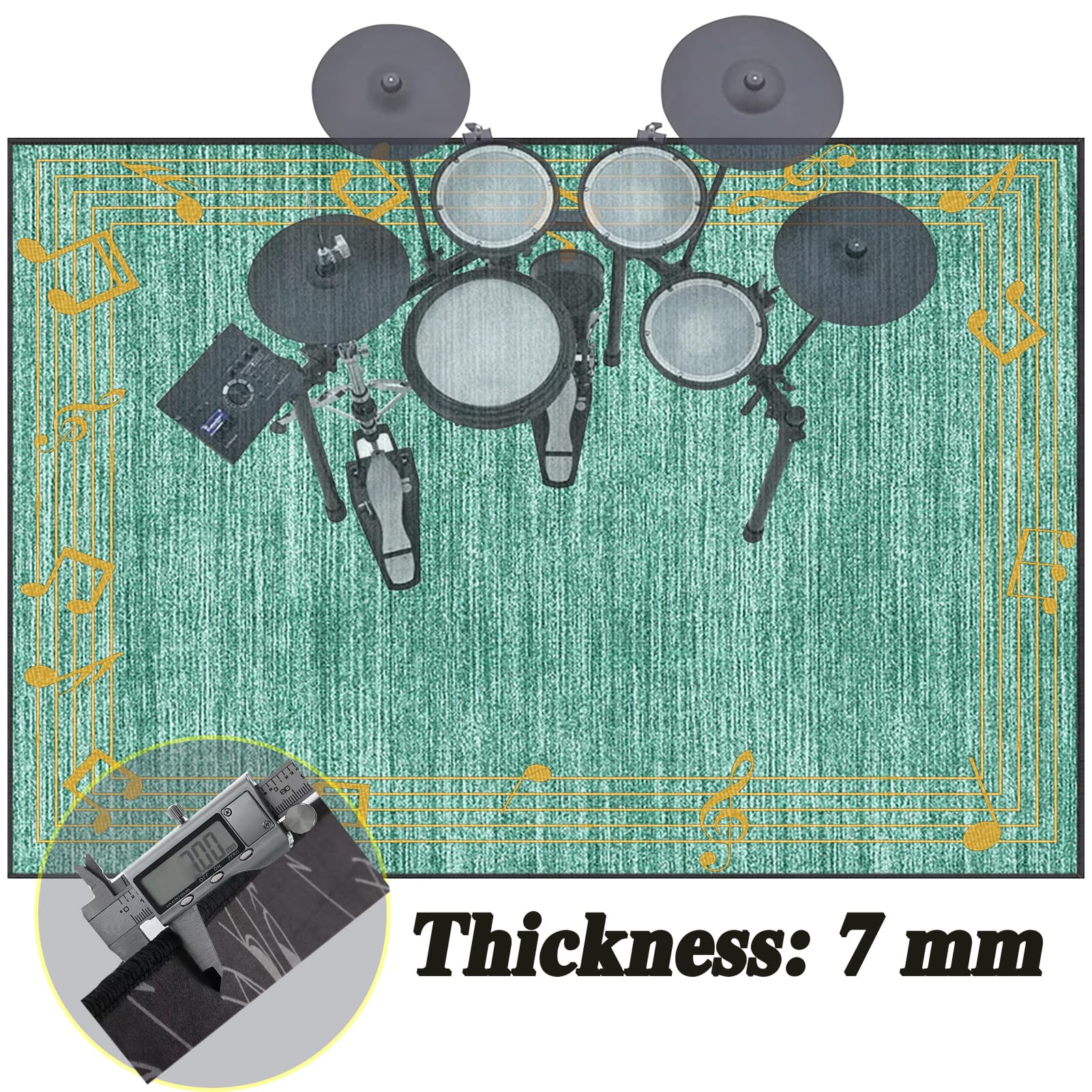 Dywaniki akustyczne Dywan Bateria Bęben Dywan Dźwiękoszczelny Dywan Elektroniczny Bateria Dywaniki Prostokątne do Bombo Pudełko Antypoślizgowa Mata na baterie 150 x 120 cm