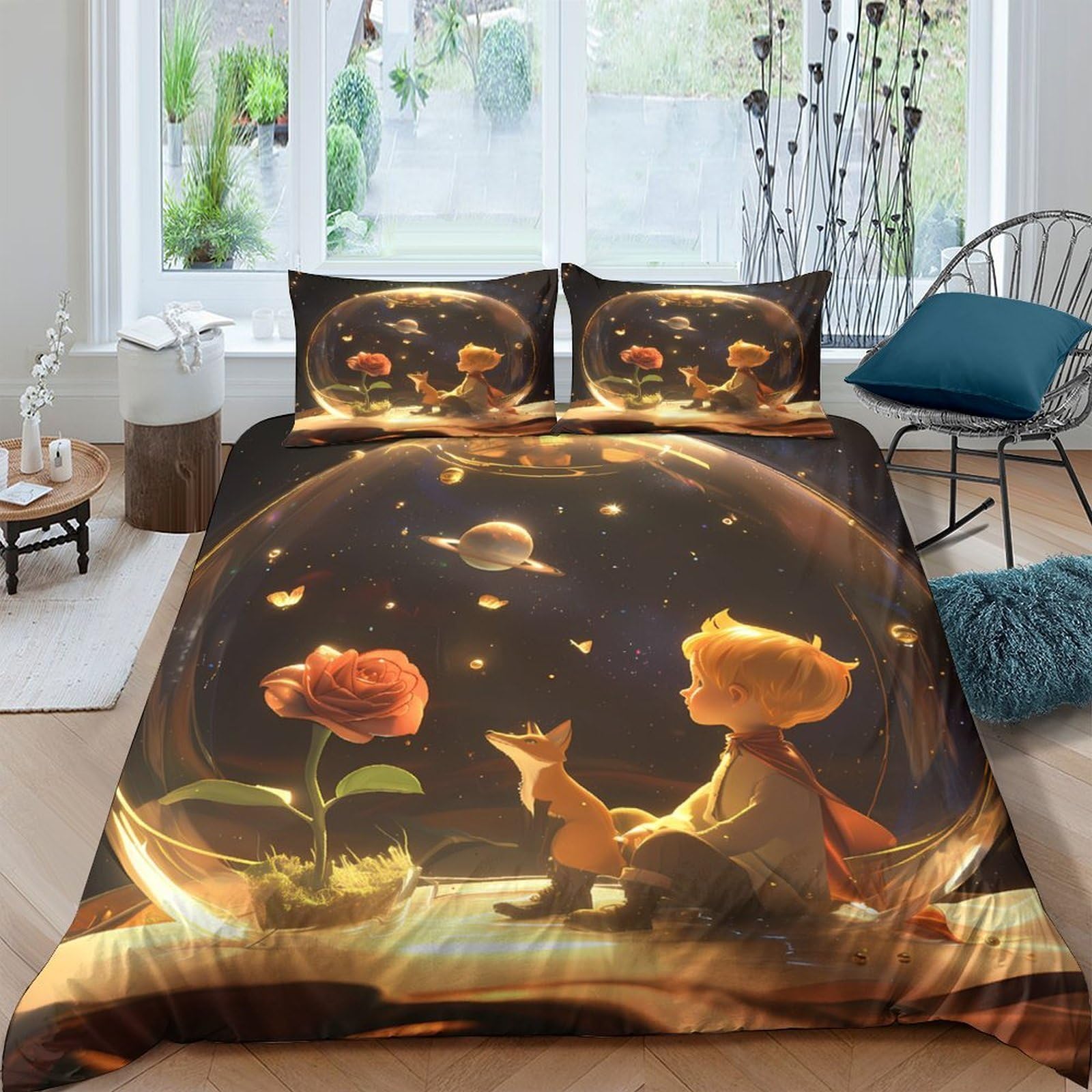 Ctjqhvkz Style-6 3D Printed Fitted Sheet Microfiber Galaxy Starry Sky Bed Cover For Bedroom And Dorm Room Protection And Decoration Single（135X200cm）