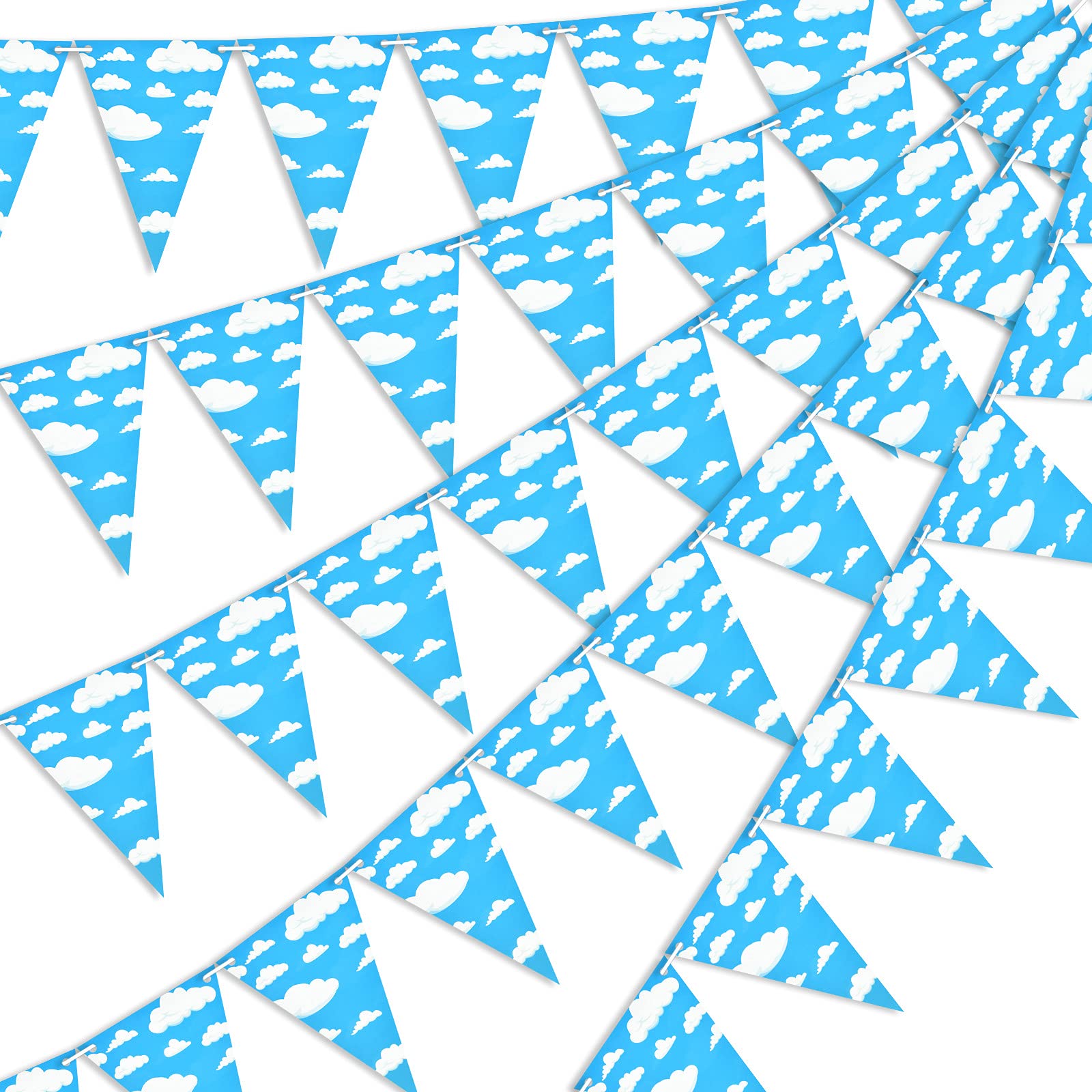 5 Pieces Blue Sky White Clouds Birthday Party Supplies Cartoon Story Pennant Banner Party Banners Garlands Cartoon Banner for Kids Baby Shower Birthday Party Decorations