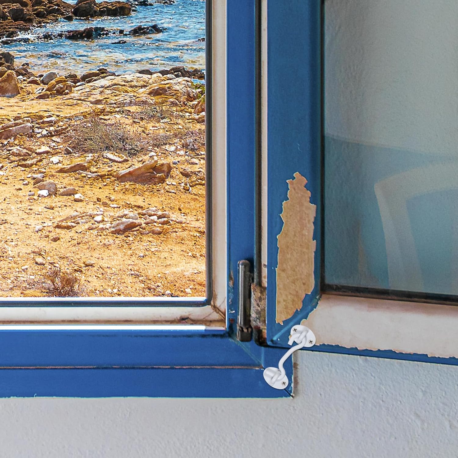 2 Pack Hook and Eye Latch for Door, Privacy Latch Hook with Mounting Screws, Heavy Duty Solid Thicken Gate Latches for Door, Windows, Sheds, Fences, Barn Doors, 3 inch, White