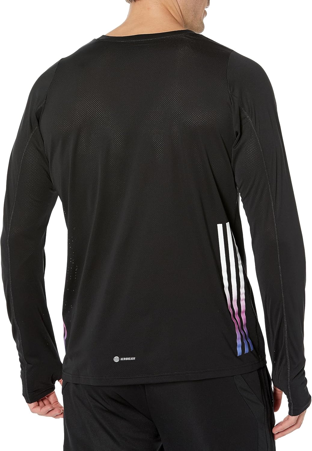 Adidas Mens Run Icon 3-Stripes Long Sleeve T-Shirt - Image 2