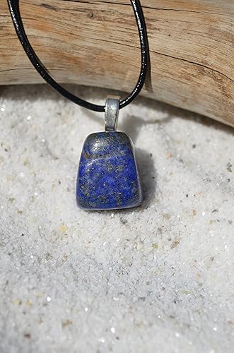 Miniatura 8 de Lapislázuli Piedra en un cordón de piel collar