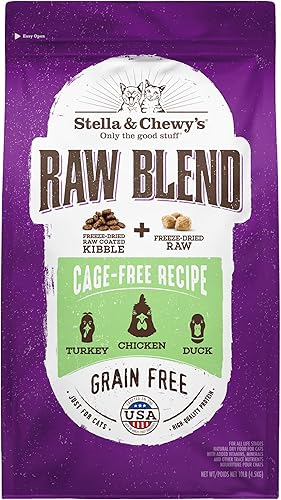 Stella & Chewys Raw Blend Premium Kibble Cat Food  Grain Free, Protein Rich Meals  Cage-Free Poultry Recipe  10 lb. Bag disponible en Yaxa Colombia
