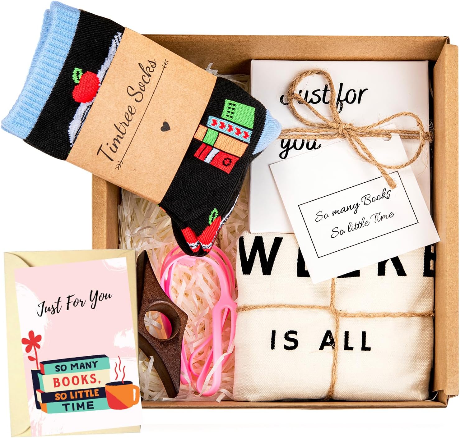 Book Lovers Gifts Box - The Perfect 5 Curated Reading Gifts for Book Lovers -in a Beautifully Packed Box, Includes a Tote Bag Comfy Socks Book Mark and More - Ideal Gifts for Readers for Christmas