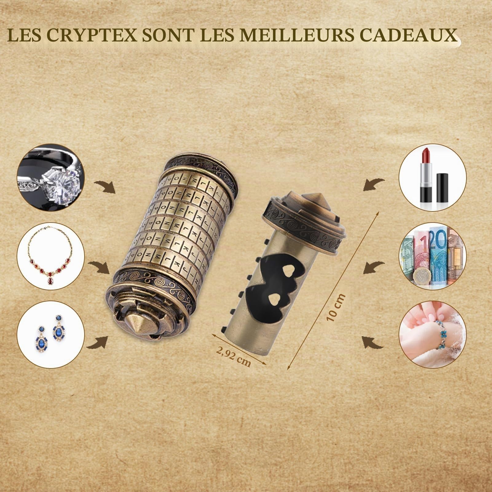 Léonard de Vinci Code Jouet Rétro Da Vinci Code Mini Cryptex pour Noël Saint Valentin Cadeaux d'anniversaire Les Plus Intéressants