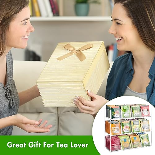 Miniatura 6 de BEYGORM Organizador de bolsas de té acrílicas para 216 paquetes de té, no requiere montaje, soporte de exhibición para encimera, organizador