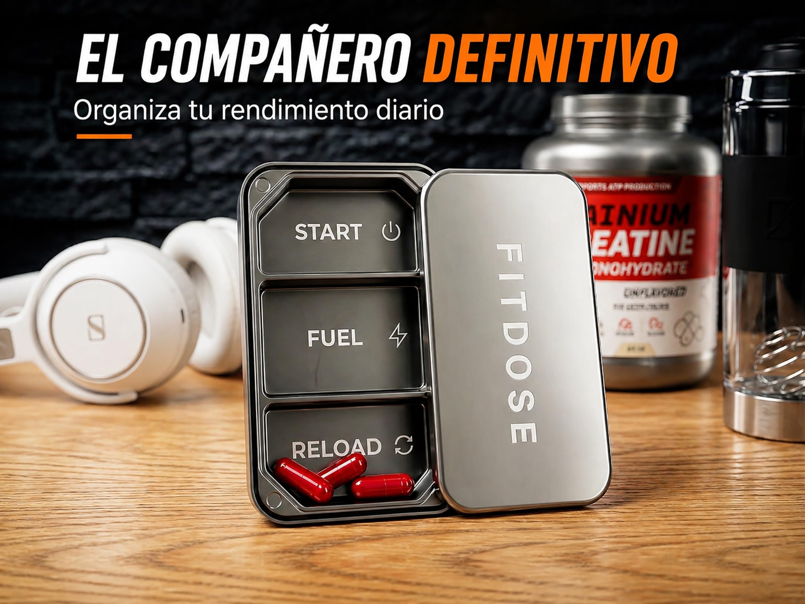 Pastillero Pequeño de Aluminio Macizo Premium – Organizador de Pastillas y Vitaminas Cero Plástico, con 3 Compartimentos y Cierre Magnético para Viaje