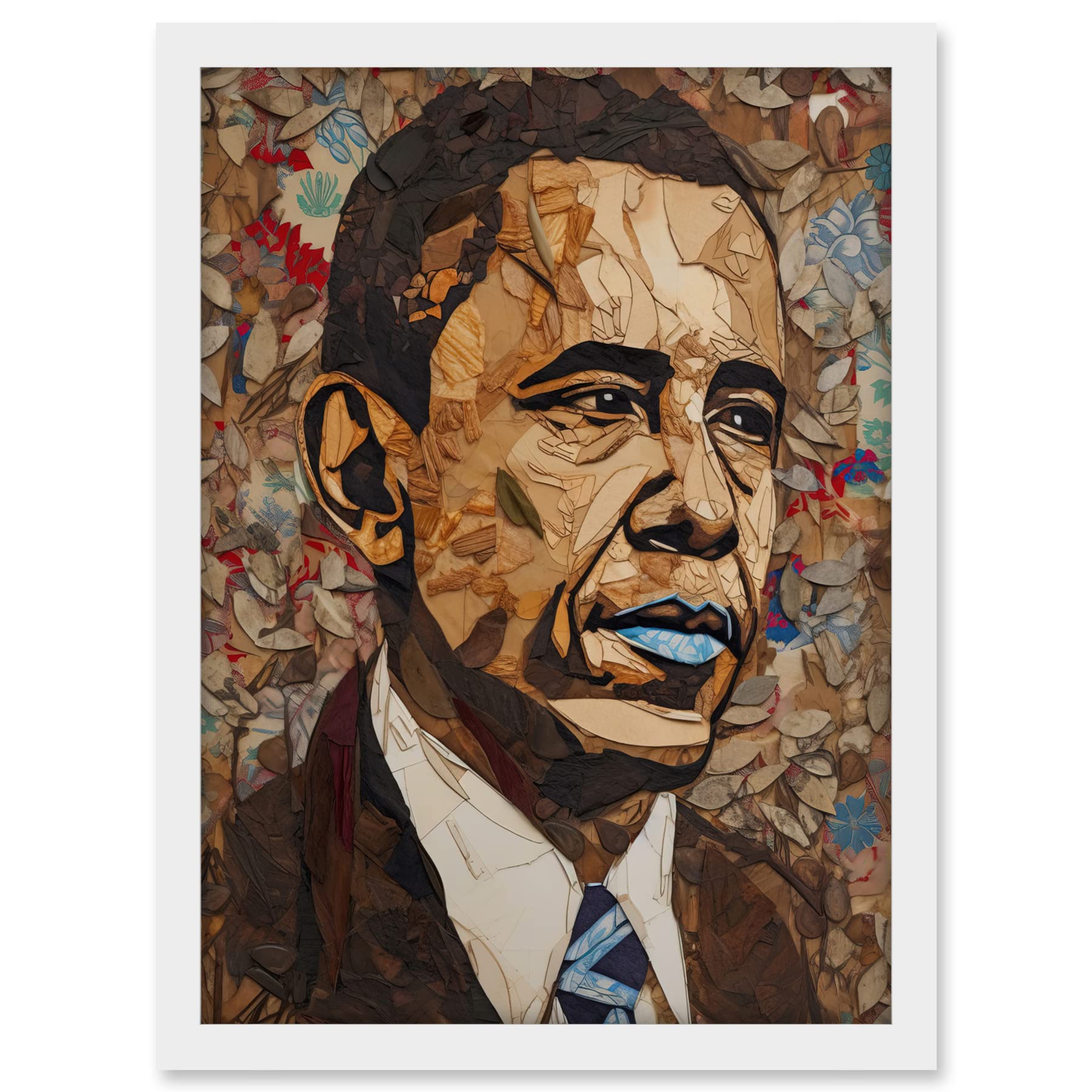 Artery8 Barack Obama Collage Art Portrait Artwork Framed A3 Wall Art Print