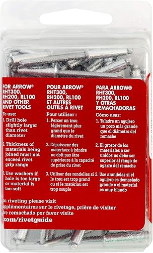 Miniatura 5 de Arrow RLA316IP Remaches largos de aluminio de 316 pulgadas para metal, tela, cuero y reparación de automóviles, paquete de 50