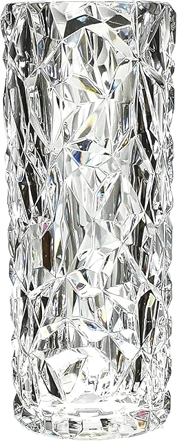 Shatter Proof Unbreakable Plastic Vase for Home Decor Thickened Heavy Crystal Clear Vase for Flower Diamond Shape Like Glass Large Size Vase for Wedding Party 29cm'' High × 11cm'' Wide