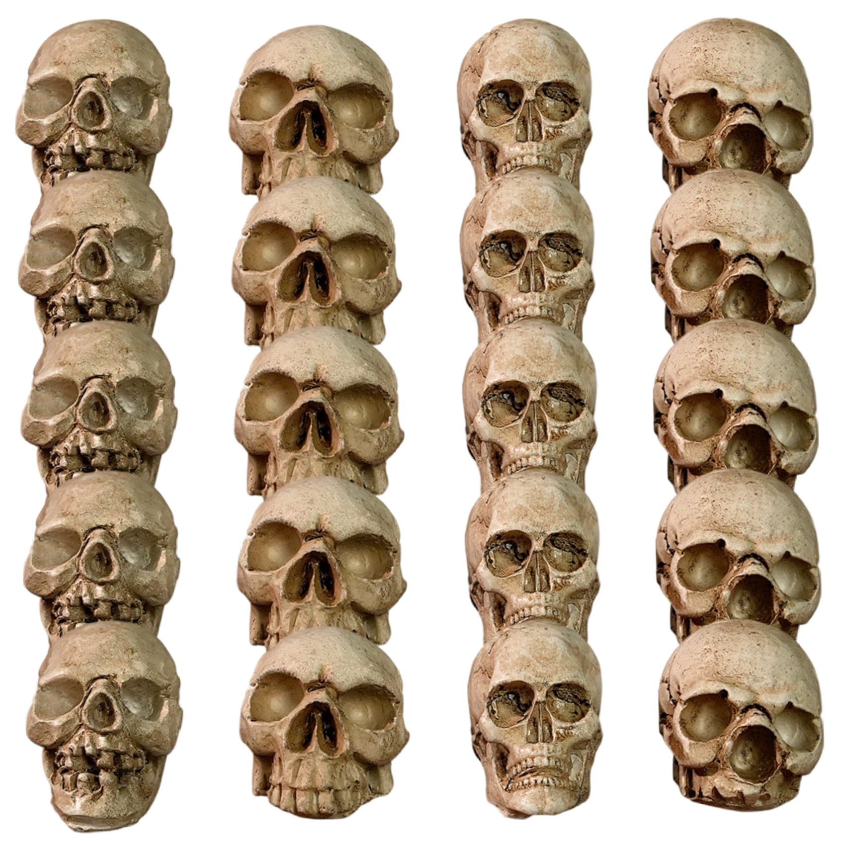 Mini Skulls 20Pcs Realistic Resin Skeleton Head, Halloween Decor, 1.2in..